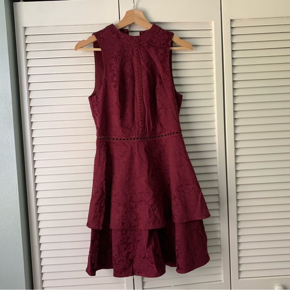 Brocade tiered dress with cutouts
